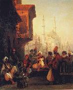 Ivan Aivazovsky Coffee-house by the Ortakoy Mosque in Constantinople oil painting